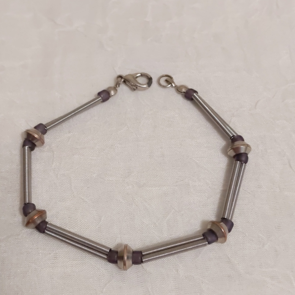 Silver and Purple Beaded Bracelet 💐